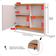 Armário com Espelho e Porta-Toalhas para Banheiro Genova - Design Moderno Off White e Cinamomo - imagem 4