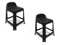 Kit com 2 Bancos de Plástico com Encosto - Banquetas Empilháveis Pretas para Conforto e Estilo - imagem 2