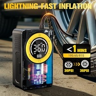 Compressor de Ar Portátil CARSUN: Inflador de Pneu 150PSI com Medidor Digital, LED e Desligamento Automático - imagem 3