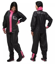 Kit Capa De Chuva Motoqueiro Feminina Pvc Pantaneiro + Polaina PVC meia sola preta com rosa - imagem 4