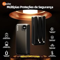 Basike Power Bank 20000mAh: Carregador Portátil Universal Rápido com 2 Cabos Integrados (USB-C/Lightning) e Display LED - imagem 5
