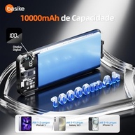 Basike Power Bank 10000mAh: Carregador Portátil Universal 22.5W com Cabos Integrados e Carregamento Rápido - imagem 3