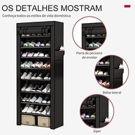 Sapateira Moderna com 9 Prateleiras - Organize Seus Calçados e Objetos com Estilo (Preto) - imagem 5