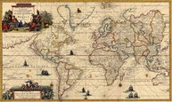 Mapa Mundi Antigo (1728) - 75x126cm - Tela Canvas para Quadro com Arte Original - imagem 1