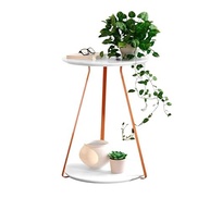 Mesinha Lateral Sofia - Apoio Decorativo Redondo com Pés de Ferro em Cobre - imagem 2