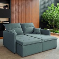 Sofá Cama Retrátil e Reclinável 2m 3 Lugares com Molas Glamour Veludo Cinza - Conforto e Versatilidade em um Só! - imagem 3