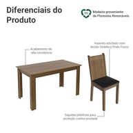 Conjunto de Sala de Jantar Analu Madesa - Mesa com Tampo de Madeira e 6 Cadeiras Rustic/Preto - imagem 5