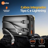 Power Bank Basike 20000mAh: Carregador Portátil Rápido com 2 Saídas USB-A e Tipo-C (até 22.5W) e Display LED - imagem 3