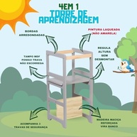 Torre de Aprendizagem Montessoriana com Altura Regulável - Estímulo e Segurança para Crianças - imagem 5