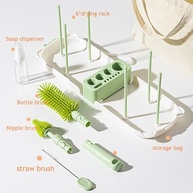 Conjunto de Limpeza de Mamadeira 6 em 1 - Kit Completo com Escova Silicone, Escorredor e Estojo Verde - imagem 3