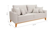 Sofá Living Beny 3 Lugares em Linho Cru com Base de Madeira | Conforto e Estilo para sua Sala - imagem 3