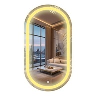 Espelho de Parede Iluminado Oval 50x80cm com LED Touch Dimmer - Jateado Lapidado Moderno - imagem 2