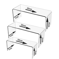 Conjunto de 3 Expositores Escada em Acrílico Transparente - Organize com Estilo Sapatos, Cosméticos e Doces - imagem 2