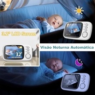 Babá Eletrônica Inteligente com Câmera HD 1080P, Visão Noturna 10M, Áudio Bidirecional e Controle de Temperatura - imagem 5