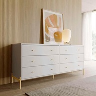 Cômoda com 6 Gavetas Jasper 180cm - Design Moderno Branco com Dourado - imagem 3