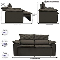 Sofá 3 Lugares Retrátil e Reclinável Cama Inbox Compact 1,80m Velusoft Café - Conforto e Estilo para sua Sala - imagem 4