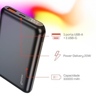 Power Bank Geonav 10.000mAh: Carregamento Rápido USB-C 20W e USB-A 18W | Compacto e Seguro - imagem 4