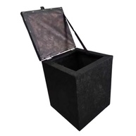 Puff Baú Decorativo em Suede Preto com Compartimento de Armazenamento | Assento Confortável e Organizador Moderno - imagem 4