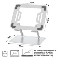 Suporte Ajustável para Notebook em Alumínio – Ergonômico, Portátil e Compatível com iPad, MacBook, HP, Dell e Lenovo - imagem 2