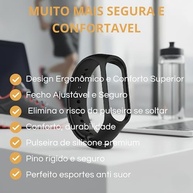 Pulseira MI Band 5 e 6 Silicone Premium- Compatível Confortável - Bracelete de Reposição Esportiva e Ajustável - Design Anatômico (Preto) - imagem 3