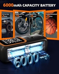 Bomba de Ar Elétrica 6000mAh 150PSI: Compressor Portátil para Carro, Bike e Mais! - imagem 5