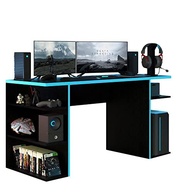 Mesa de Computador Gamer Madesa 9409 - Design Moderno Preto/Azul com 5 Prateleiras - imagem 4