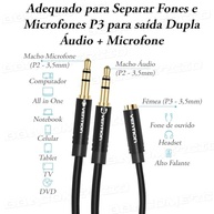 Cabo Adaptador P3 Fêmea para 2 P2 VENTION: Conecte seu Headset com Qualidade Premium (1 Metro) - imagem 3