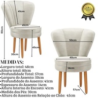 Poltrona Recepção Veludo Bege MOBLAN - Assento Confortável e Design Moderno - imagem 4