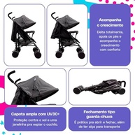 Carrinho de Bebê Cosco Kids Hobby Preto Mescla: Conforto e Segurança para Passeios Inesquecíveis - imagem 5