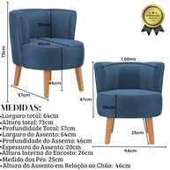 Kit 2 Poltronas Modernas em Veludo Azul - Conforto e Estilo para Sala de Jantar - imagem 4