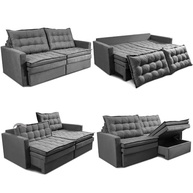 Sofá Retrátil com Baú 2,00m - Cama Secret Suede Cinza | Conforto e Armazenamento Integrado - imagem 4