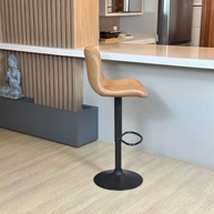 Banqueta Alta Giratória com Encosto em Couro PU - Conforto e Estilo Moderno para Cozinhas e Bares (Caramelo) - imagem 4