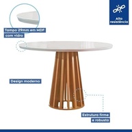 Conjunto Mesa Redonda Kansas 100cm + 4 Cadeiras Arizona - Vidro e Suede Moderno - imagem 5