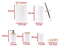 Conjunto para Banheiro Completo 6 Peças com Lixeira, Dispenser e Escova Sanitária Branco - imagem 4
