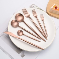 Conjunto de 24 Peças de Talheres em Ouro Rosa - Garfos, Colheres e Facas de Luxo em Aço Inoxidável - imagem 5