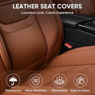 Conjunto de Capas de Assento de Couro Napa Respirável para Carro - Conforto e Estilo (Marrom, Par Frontal) - imagem 3