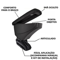 Apoio de Braço Saveiro 2008+ Console Estendido Courvin Grafite C/ Costura Cinza - imagem 4