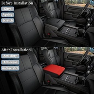 Capa de Console Central em Couro Premium para Dodge RAM 1500/2500/3500 (2019-2023) - Proteção e Estilo Vermelho com Preto - imagem 5