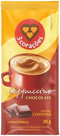 3 Corações Cappuccino Sabor Chocolate sachê 20g - contém 50 unidades - imagem 3