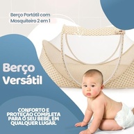 Berço Portátil com Mosquiteiro para Bebê - Cama Ninho Dobrável Acolchoada com Proteção Contra Insetos - imagem 4