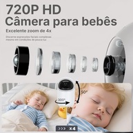 VentoEco Babá Eletrônica com Monitor 5" HD - Visão Noturna, Áudio Bidirecional e Controle Remoto - imagem 5