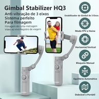 Estabilizador Cardã Inteligente 3 Eixos: Grave Vlogs Incríveis com Controle Remoto Recarregável - imagem 3