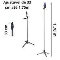 Tripé Bastão Selfie 1,70m 3 em 1 com Controle Bluetooth 360° | Ideal para Reels, TikTok e Gravações - imagem 3