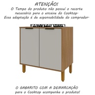 Balcão para Cooktop Toronto 0,80m com 2 Portas - Armário de Cozinha Freijó/Off White - imagem 5