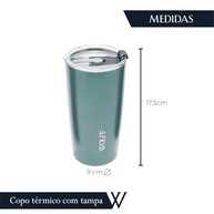 Copo Térmico WOLFF 600ml - Aço Inox com Parede Dupla e Tampa Verde - imagem 3