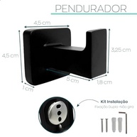 Porta Toalha Gancho Preto Fosco Dona D Cor - Suporte de Parede em Metal para Banheiro e Lavabo - imagem 4