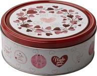 Hearts 150g - Lata com estampa de corações contendo biscoitos amanteigados e com chocolate - Fabricado na Dinamarca pela Jacobsens Bakery - imagem 1