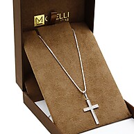 Corrente Masculina Prata 925 com Cruz Pontilhada - 70cm - imagem 1