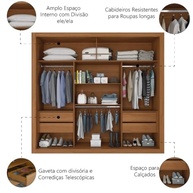 Guarda-Roupas Casal com Espelho 2P Correr 4G Trianon Madeirado/Areia Zanzini - imagem 3