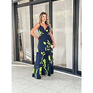 Vestido Feminino Longo Estampado com Amarração nas Costas - imagem 1